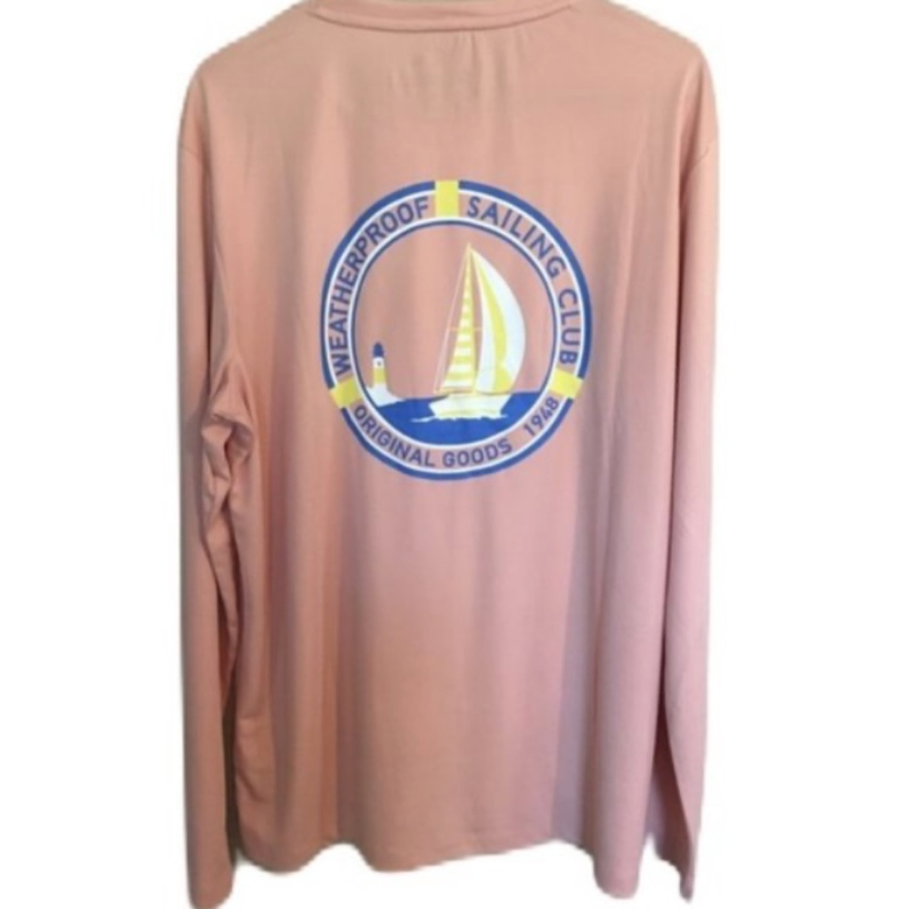 Weatherproof Vintage Men's Dusty Pink Sailing Club Long Sleeve Shirt, size Large